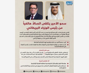 سمو الأمير يتلقى اتصالاً هاتفياً من رئيس الوزراء البريطاني
