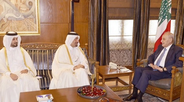 رئيس مجلس النواب اللبناني يستقبل سفير قطر