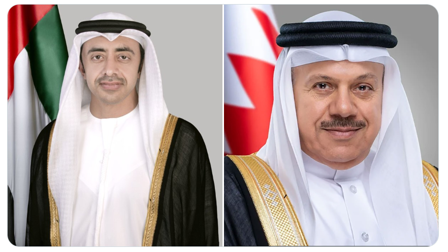 وزيرا خارجية البحرين والإمارات يبحثان هاتفياً تطورات الأوضاع الإقليمية الراهنة